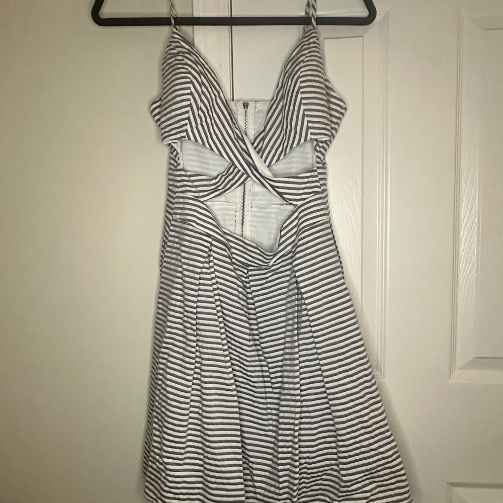 City Triangles Black and White Striped Backless Dress